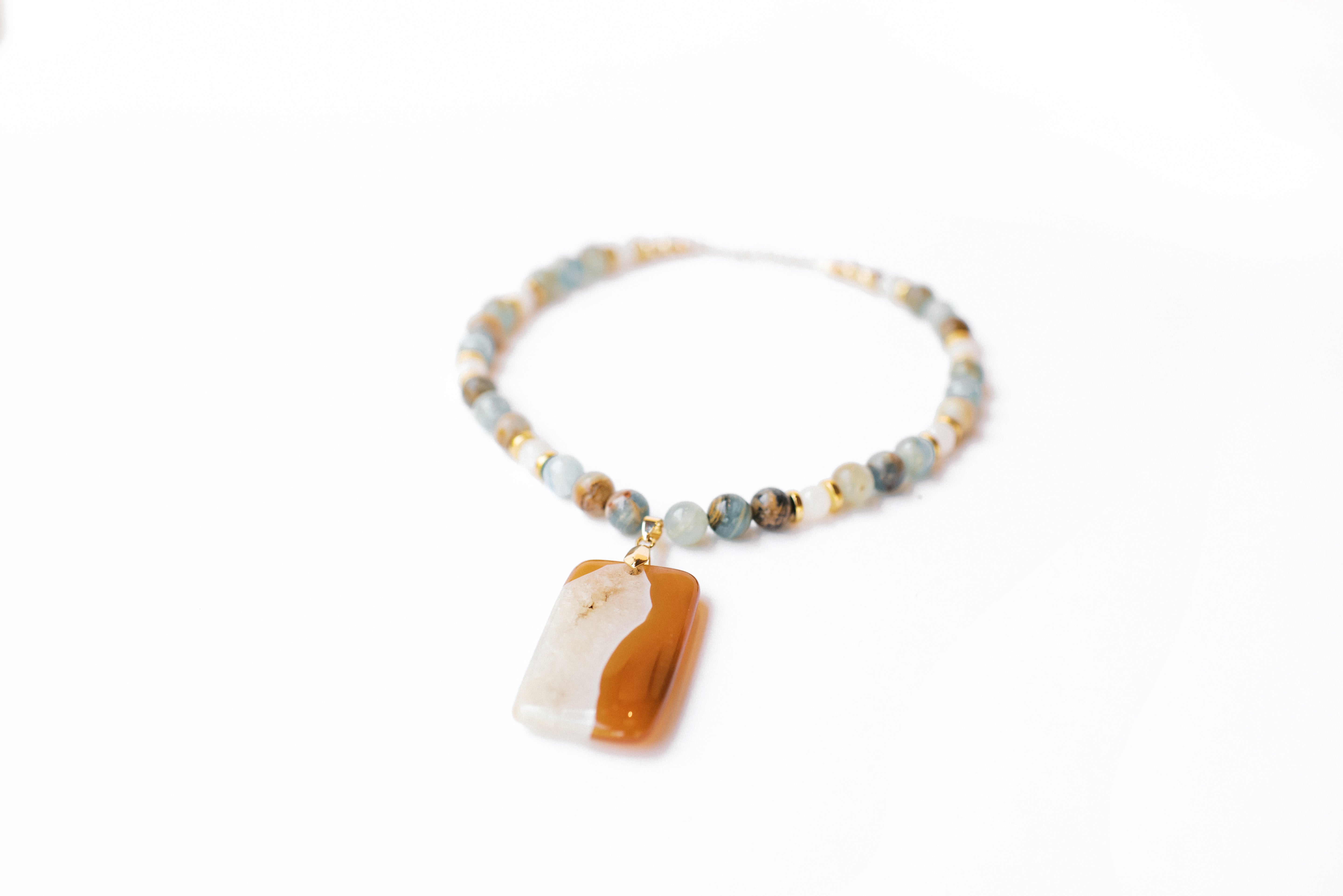 Blue and Brown Calcite Pendant Necklace